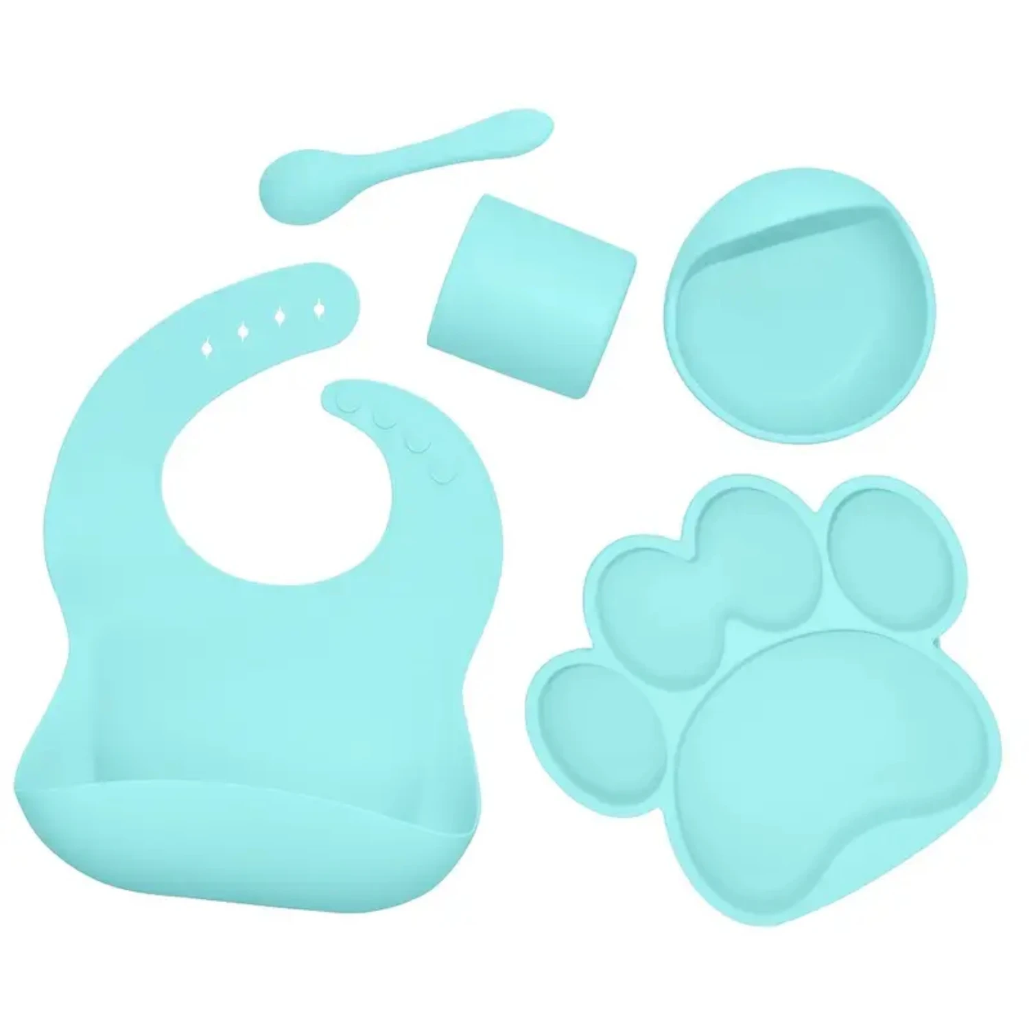 Children's Bib Dinner Plate Set 5PCS