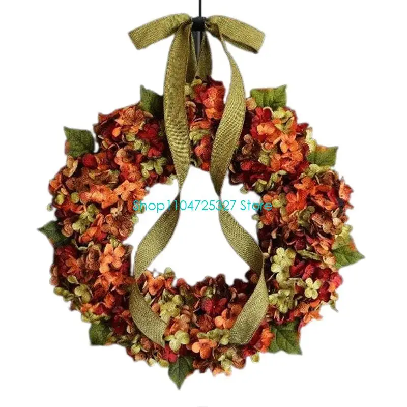 

D8KF современный венок из гортензий, украшение для свадьбы, сада, осеннего урожая, подвесные украшения на День благодарения, для