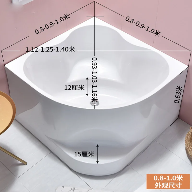 Triangular walk-in bathtub acrylic small apartment adult household seamless integrated deep bubble