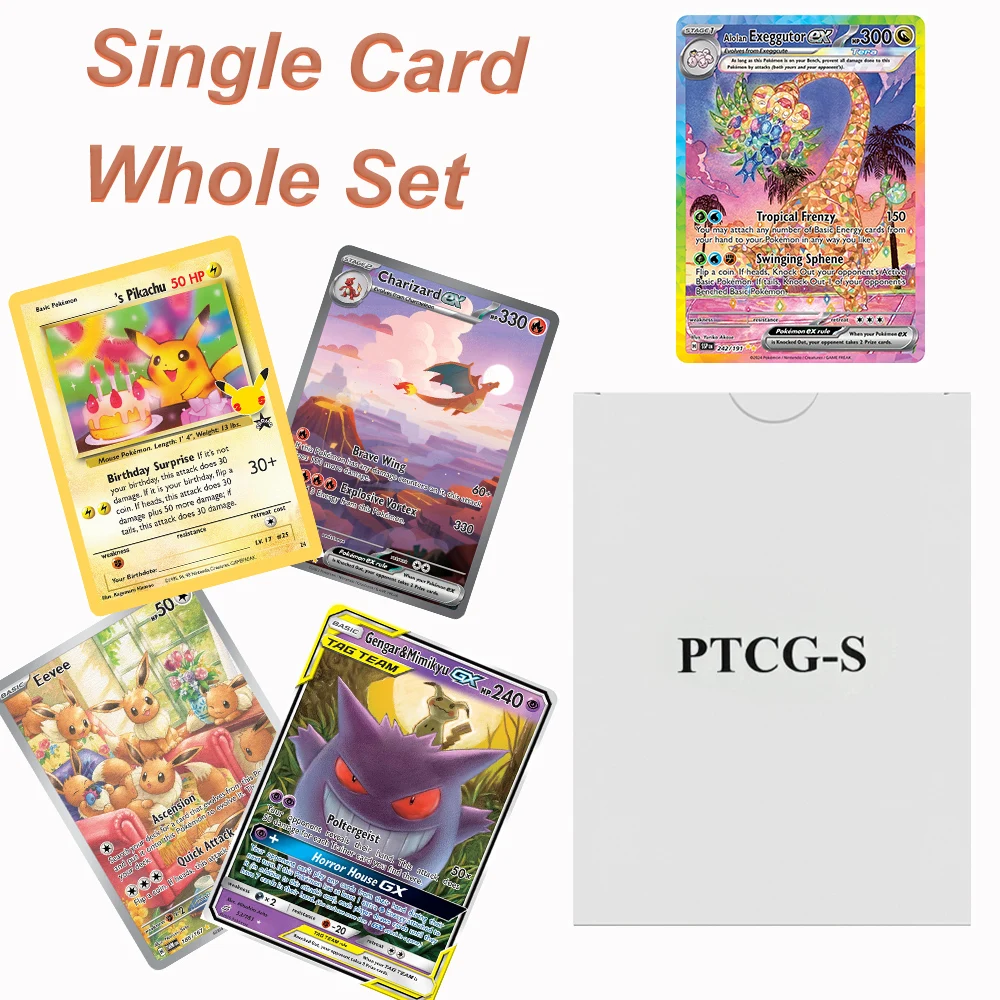 

Фольгированные прокси-карты PKM, хит продаж, коллекционные карты для игр PTCG Charizrd Pikachu Dark Gengar, английские карты