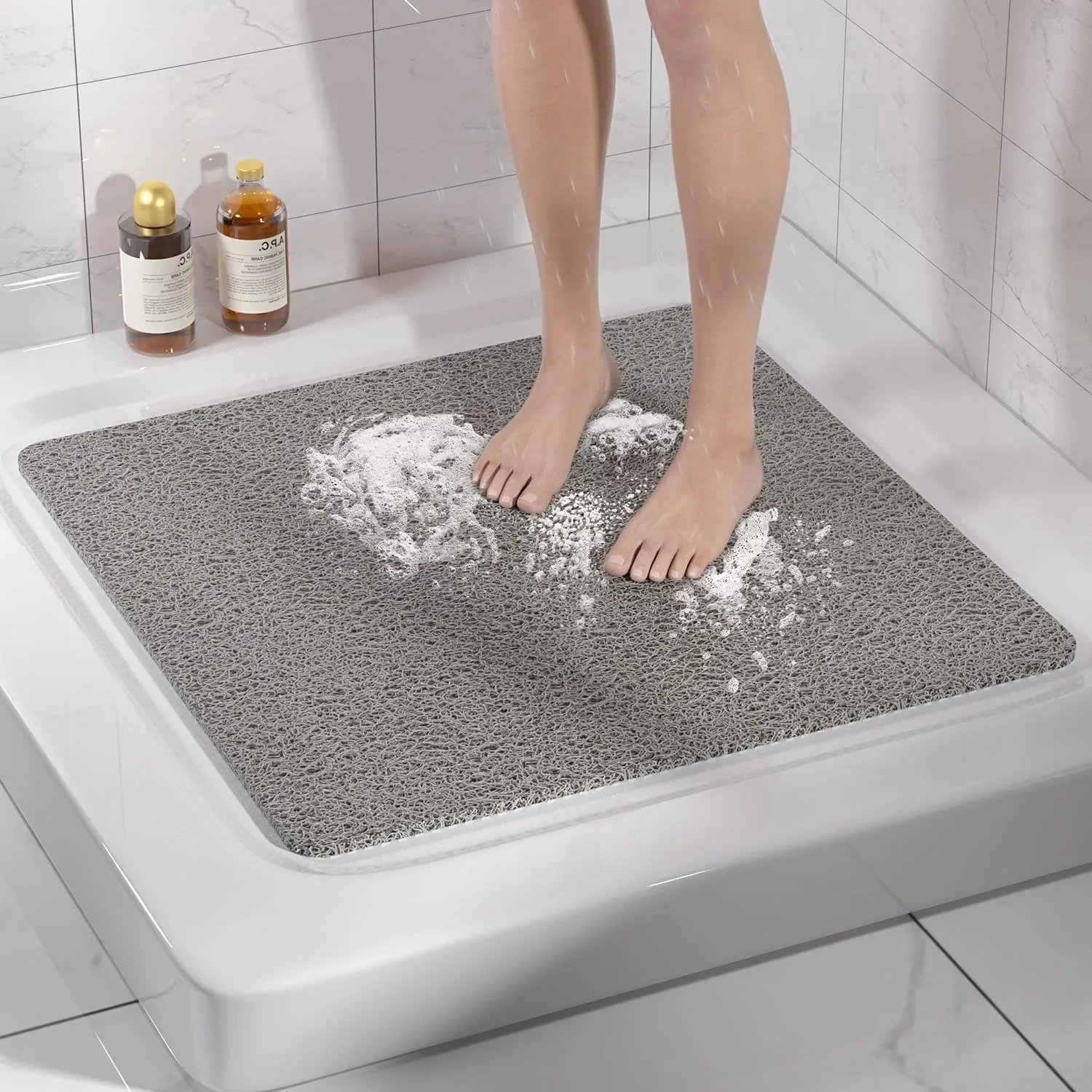 60*60cm Super Comfy Shower Mat DIY Anti Slip Bath Mats Drainable Easy To Clean Washable Bathroom Mat Non-slip Bath Mat Supplies