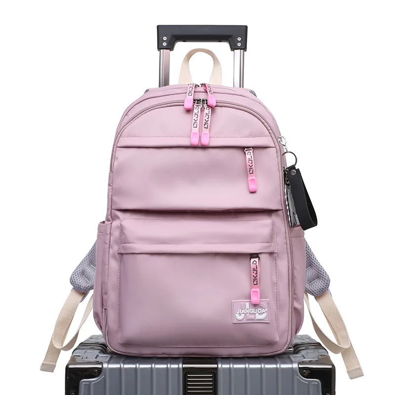 Tas ransel traveling ransel wanita, tas bahu Travel santai, tas sekolah remaja, anti air, nilon, kapasitas besar, ransel mode untuk mahasiswa