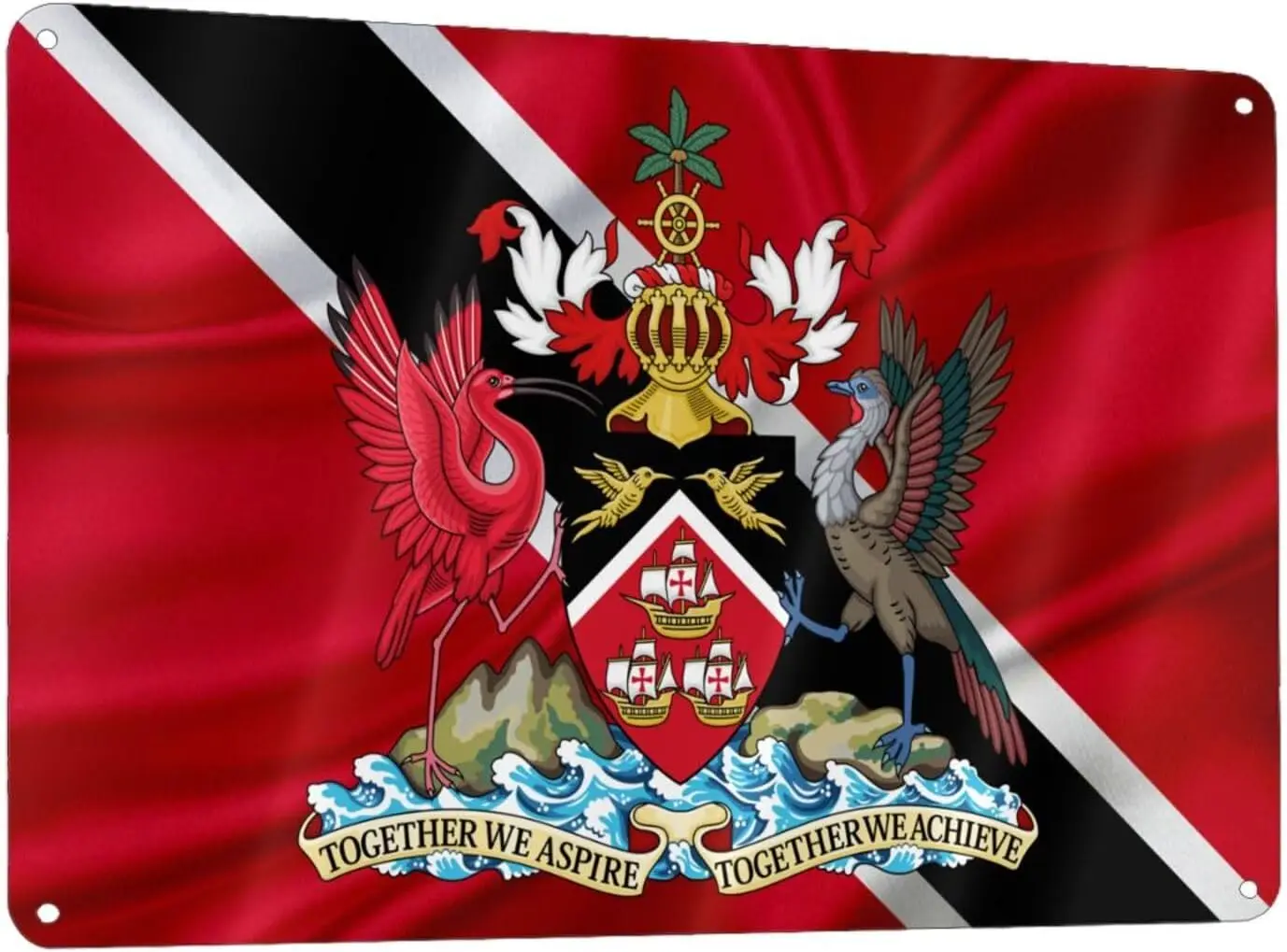 Coat Of Arms Of Trinidad And Tobago 12x8in Sign Metal Wall Art Poster Home Decor