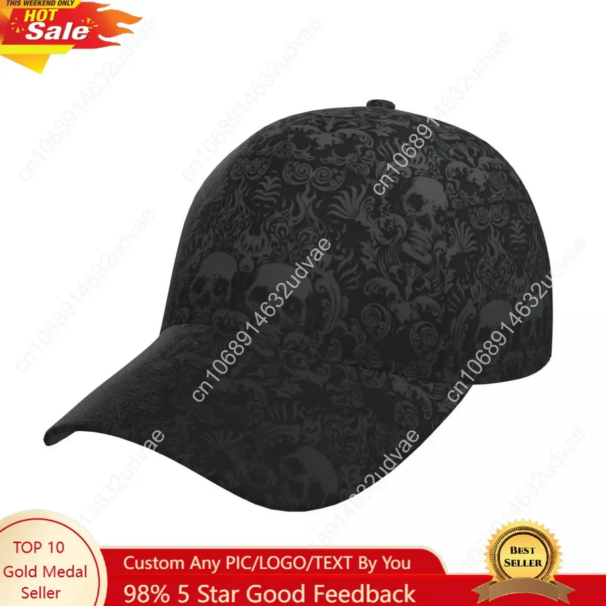 

Gothic Black Skull Damask Outdoor Sport Caps Baseball Hat Men Women Visor Cap Baseball Cap Street Hip Hop Caps golf hat men
