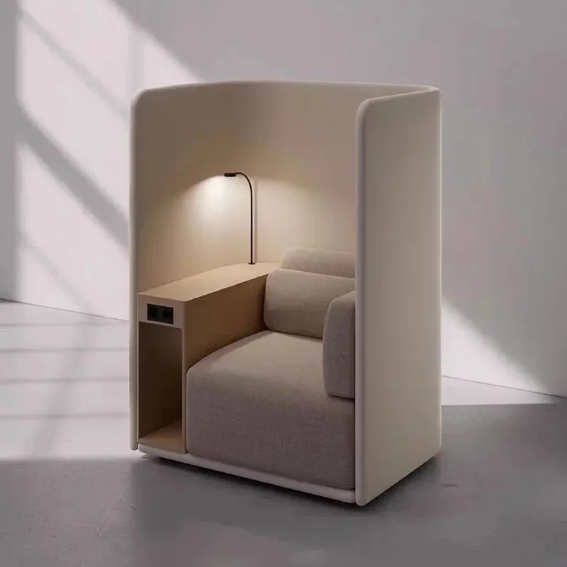 Modern High Back Sofa Chair with Side Table Simple Design for Library Business Negotiation Waiting Area Private Space