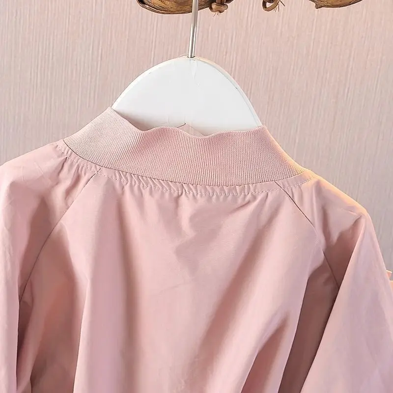 سترة بيسبول للفتيات الصغيرات للربيع والخريف بنمط جديد للأطفال بخصر غير رسمي