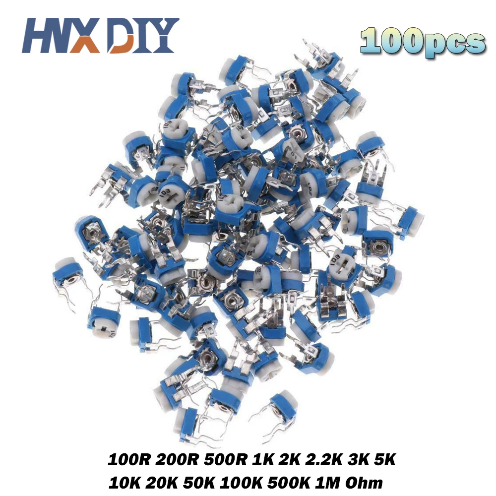 100PCS RM065 RM-065 Trimpot Trimmer Potentiometer Variable Resistor 100R 200R 500R 1K 2K 2.2K 3K 5K 10K 20K 50K 100K 500K 1M Ohm