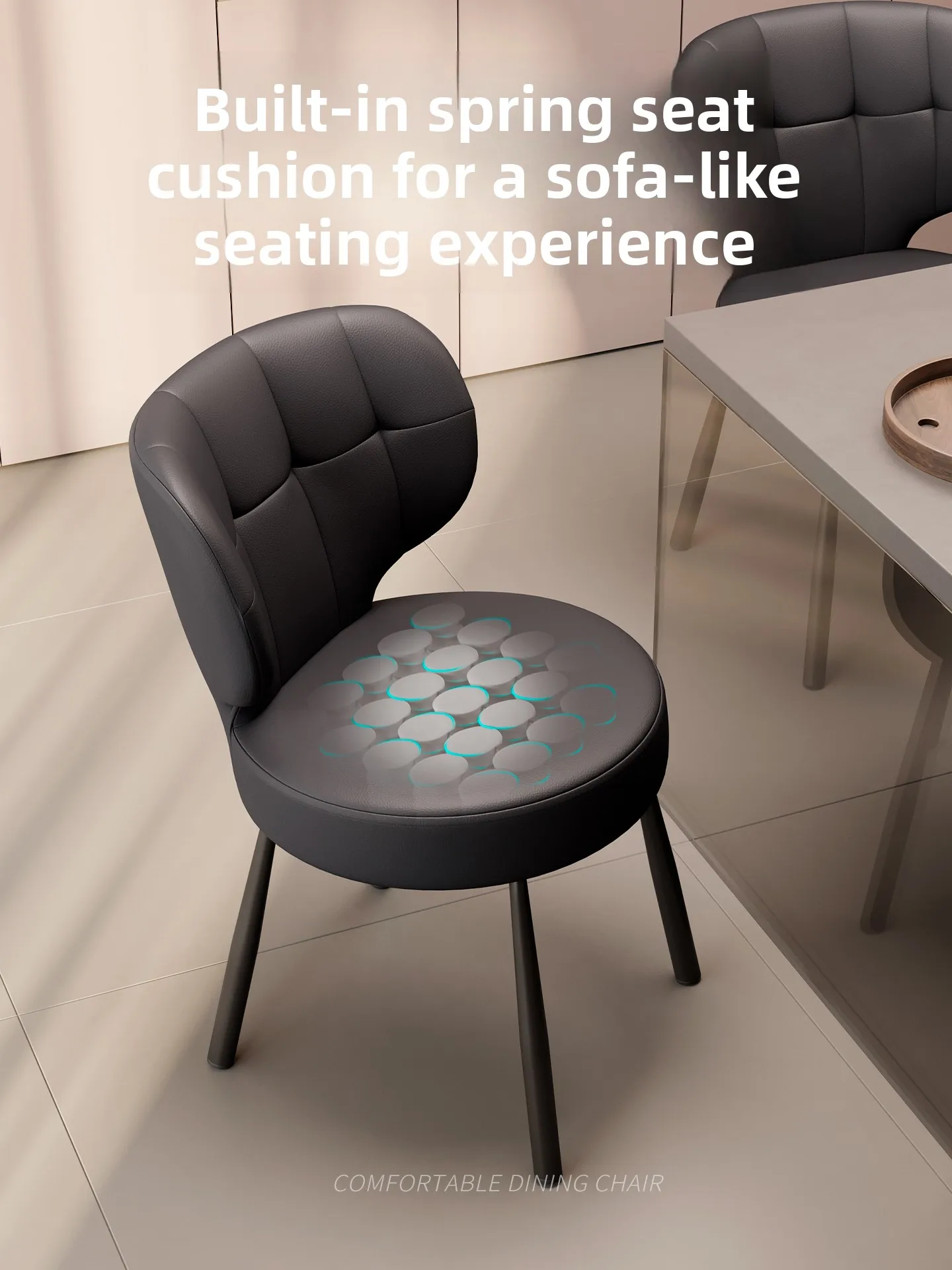

New Spring Chair, Household Italian Light Luxury High-end Dining Chair, Medieval Soft Bag Dining Table and Chairs