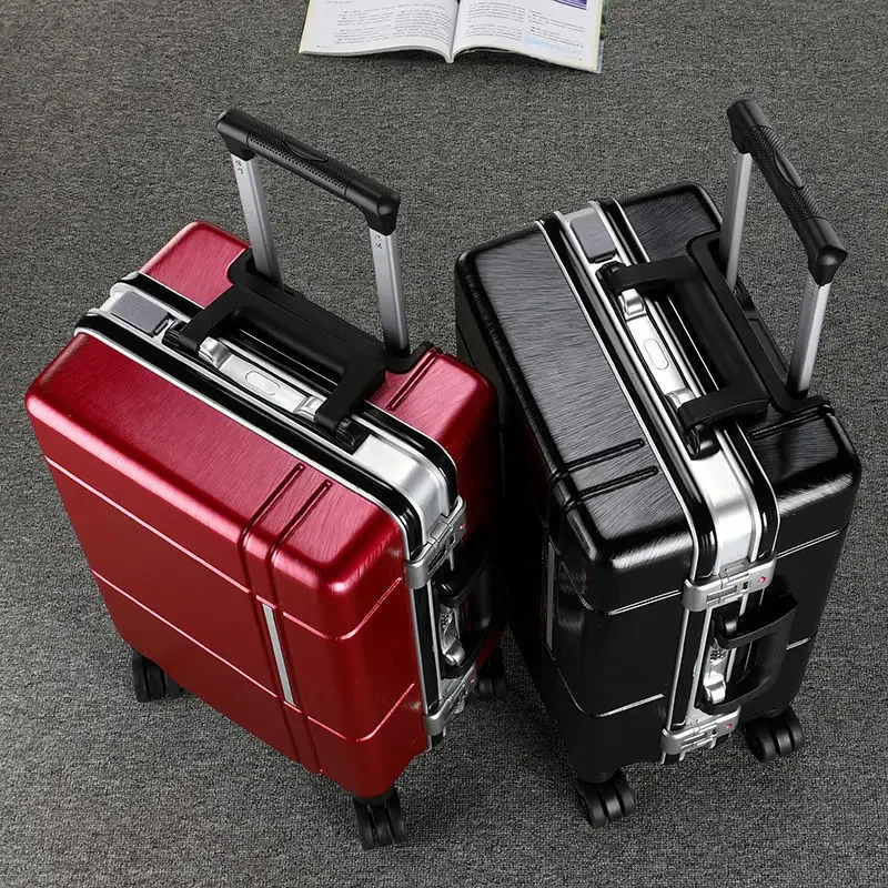 Suitcase Aluminum Frame Unisex Cabin USB Charging 20 inches Luggage Carry on Travel Bag 22"24"28" Rolling Password Trolley Case