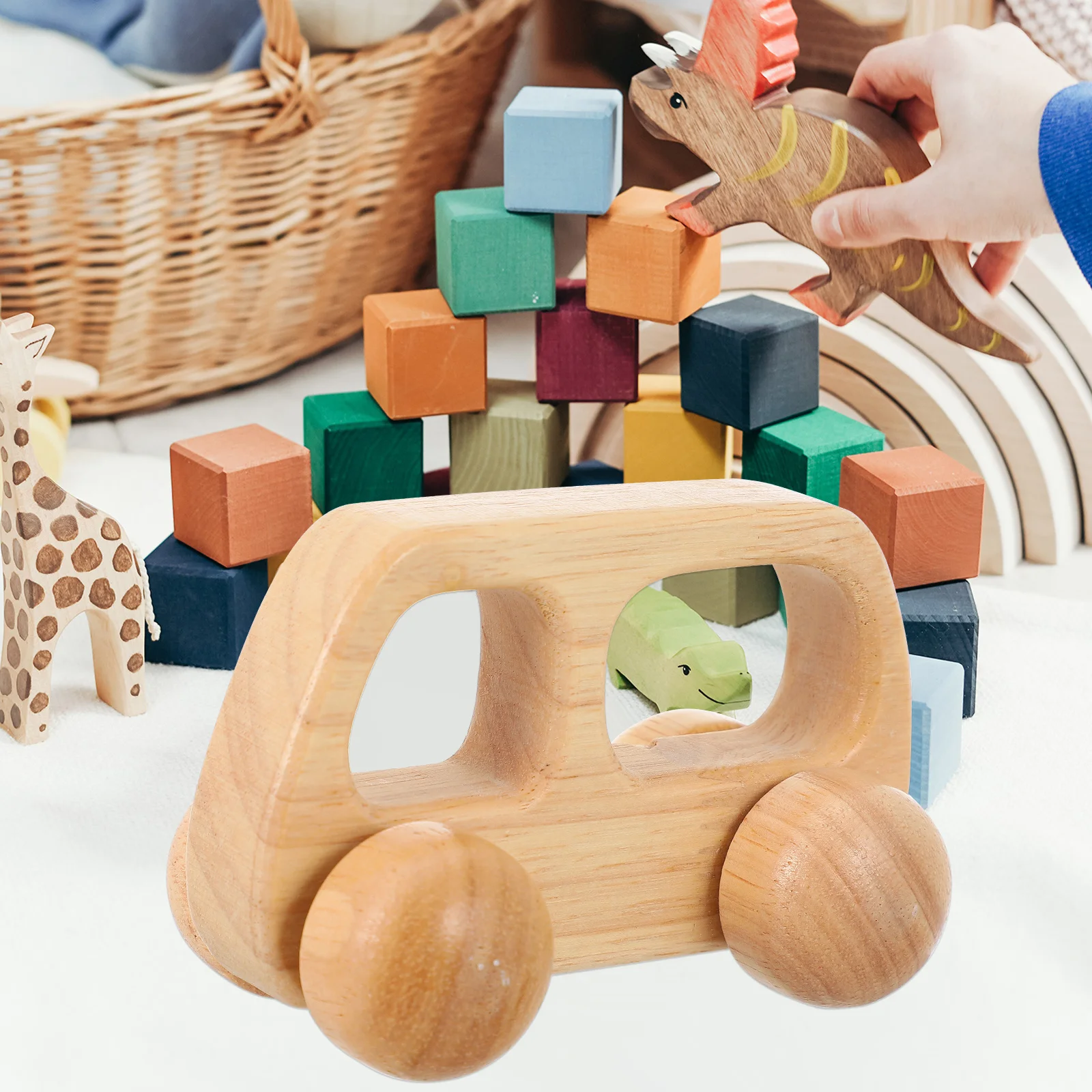 Auto da spinta per bambini in legno, superficie liscia, per allenamento con presa infantile, regalo educativo, doccia per neonati, auto da spinta in legno