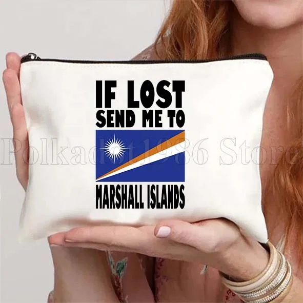 جزر مارشال العلم خريطة القلب شعار مارشالي الهدايا الوطنية قماش مستحضرات التجميل السفر أحمر الشفاه حقيبة مستحضرات تجميل مقلمة الحقيبة #4