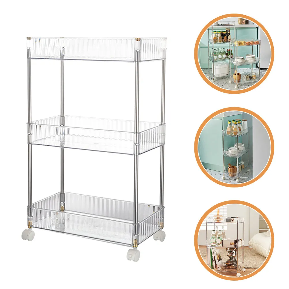 

Storage Trolley Rack Multi-Layer Movable Organizer For Kitchen Bathroom Bedroom Rolling Cart Utility Stand Holder