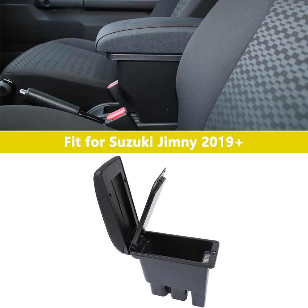 Car Center Armrest Box Assembly Storage Box with USB Ports for Suzuki Jimny 2019-2023 JB74 Retrofit Parts Interior Accessory