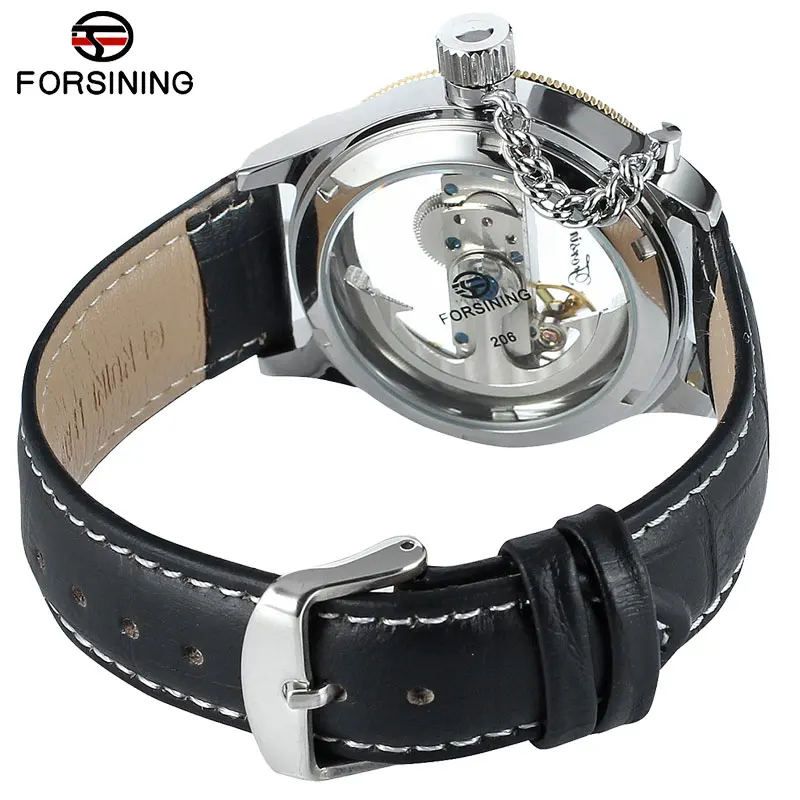 FORSINING Classic Men Watches Luxury Top Brand Leather Automatic Mechanical Watch Black Color Relogio Masculino