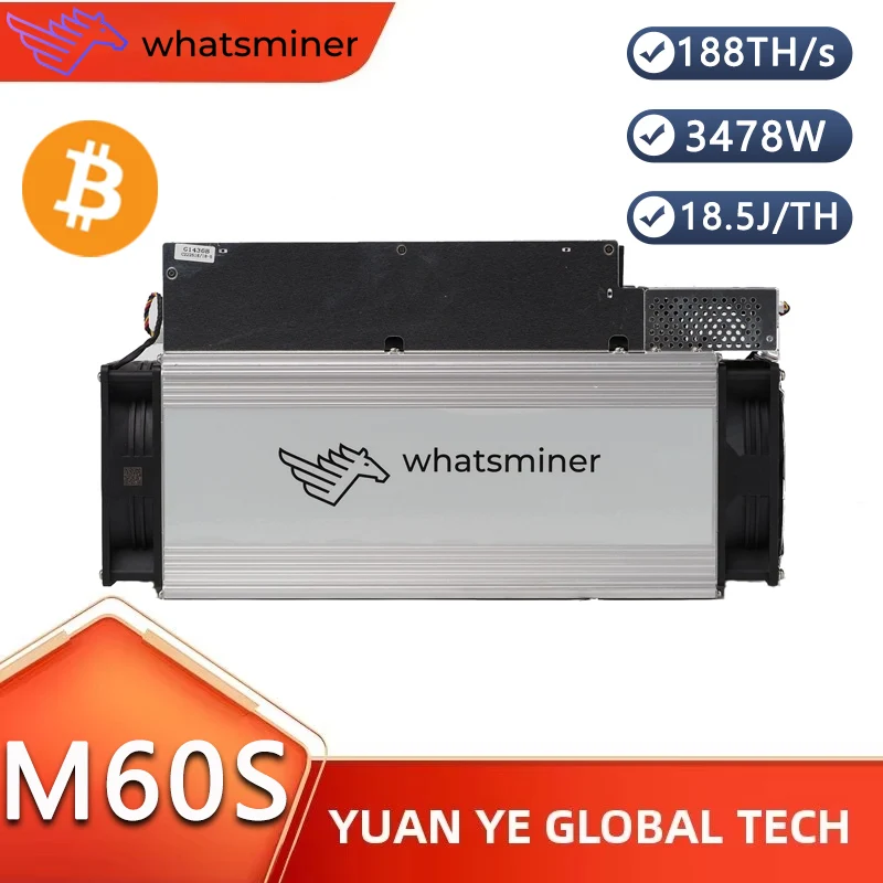 جديد MicroBT Whatsminer M60S 186TH 3478W BTC مينر بيتكوين تشفير التعدين BCH BCV Asic آلات التعدين مع PSU