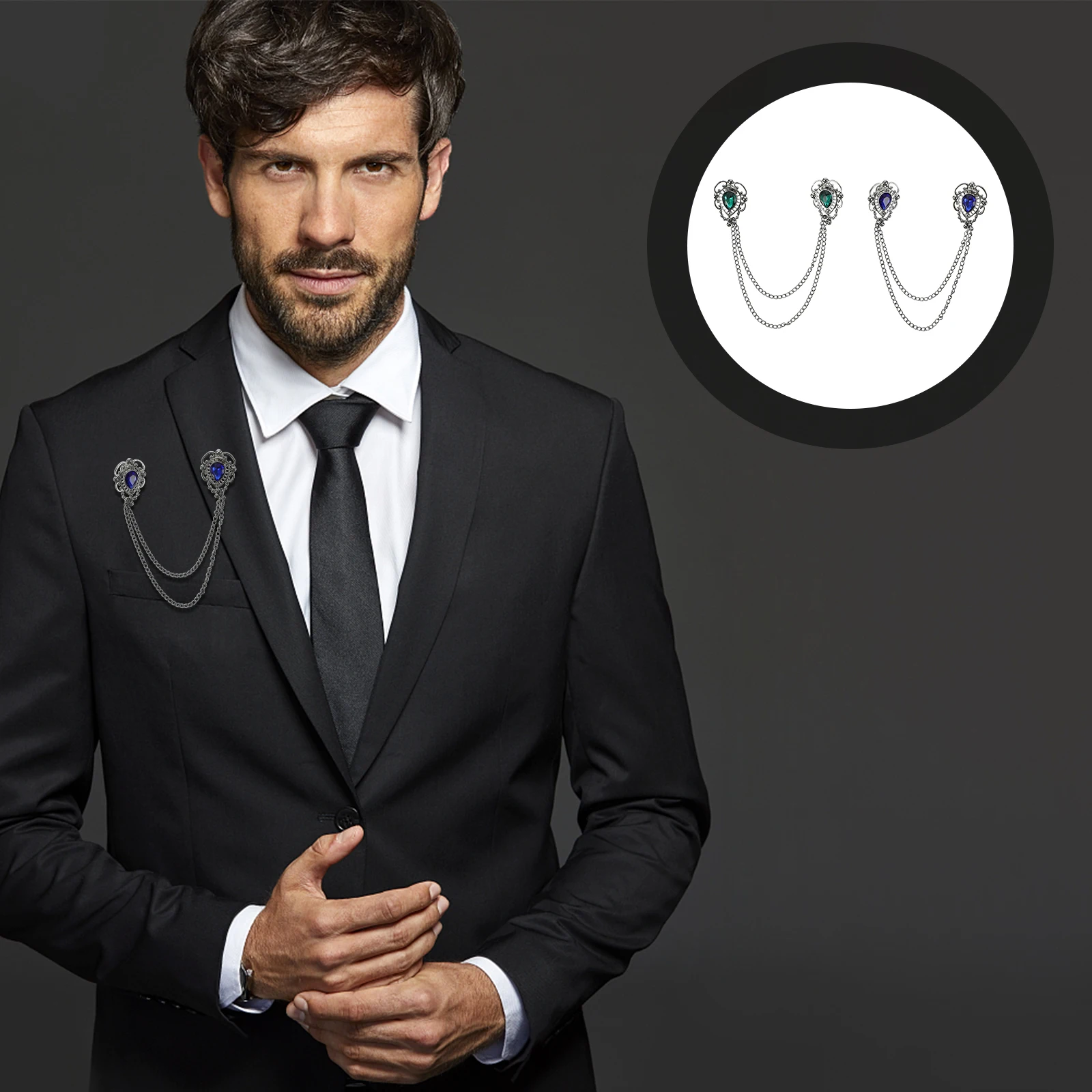 2 шт. винтажных булавок для воротников, броши для свитеров и мужских аксессуаров