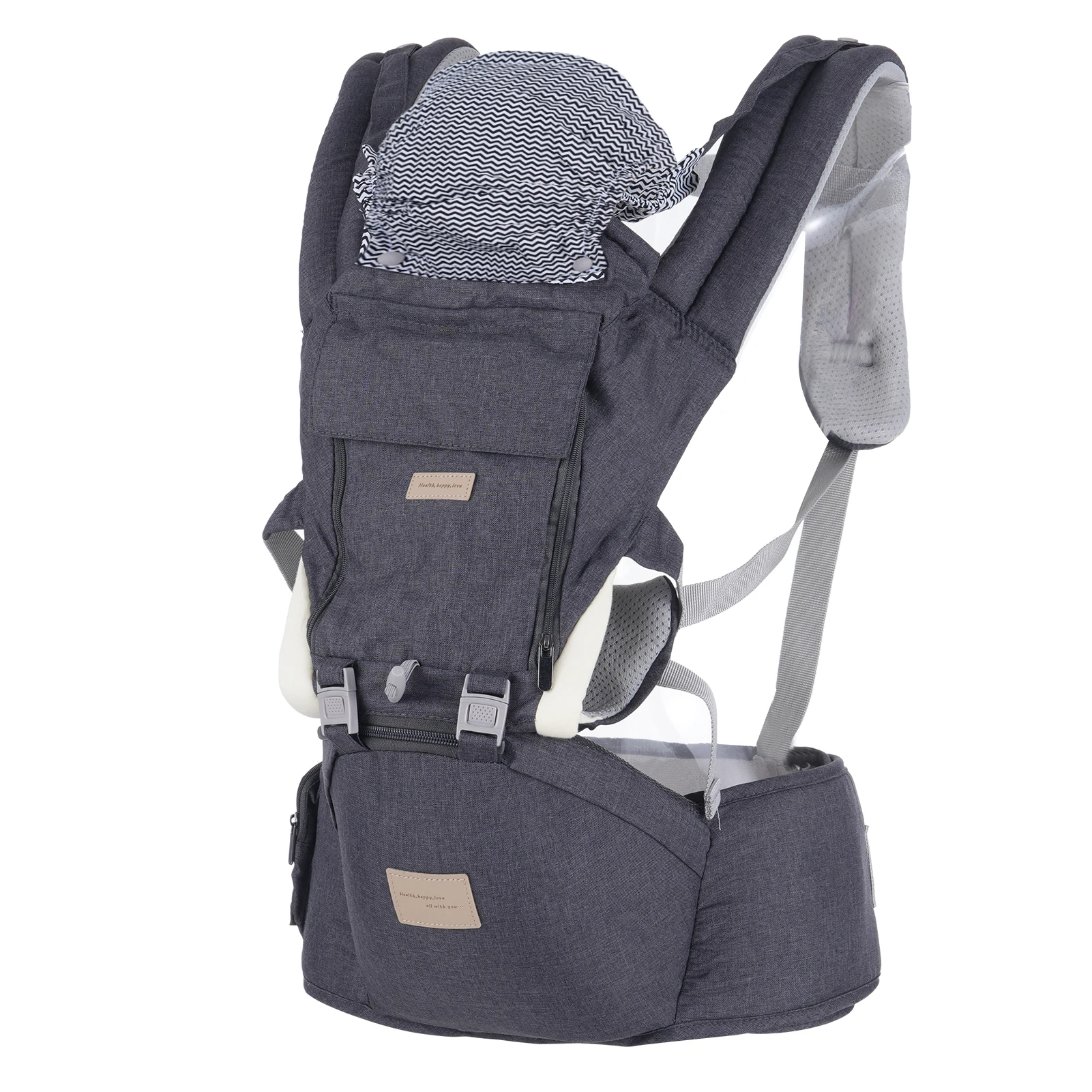 Porte-bébé ergonomique américain avec siège de hanche, Positions de transport multiples, soutien lombaire, tabouret de taille coudé, doux et respirant