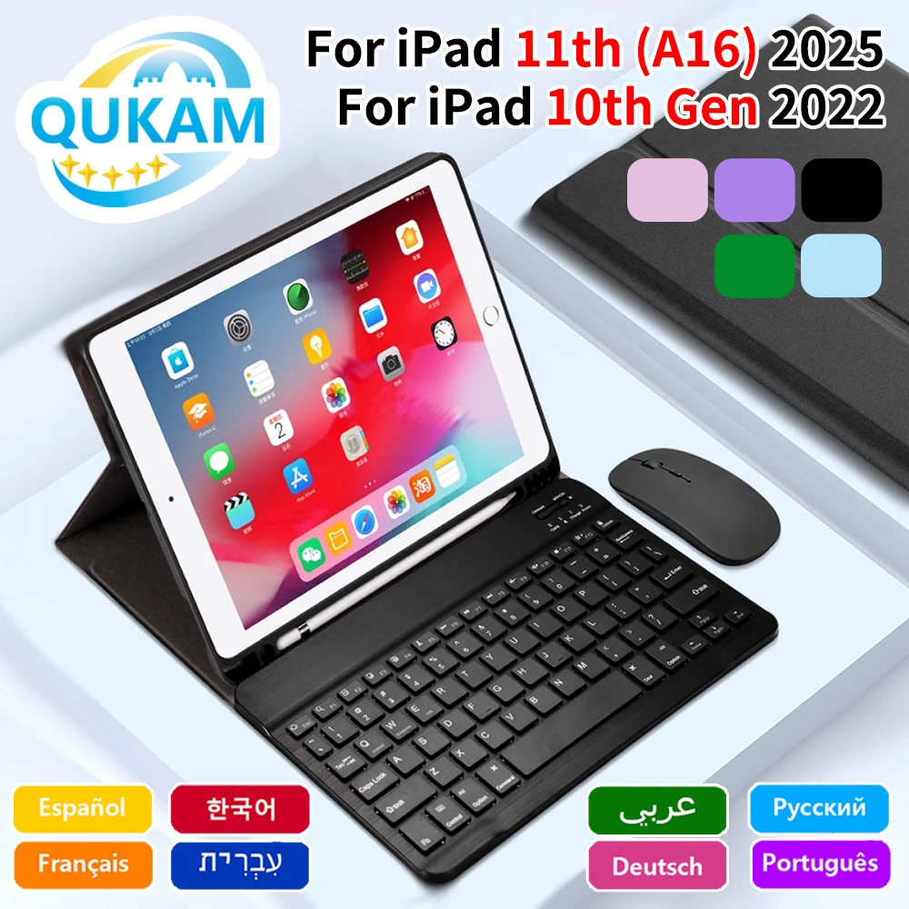 NUEVA funda de teclado con estuche de bolígrafo para iPad A16 11th 2025 iPad 10th 10,9 2022 funda con teclado inalámbrico Bluetooth y ratón