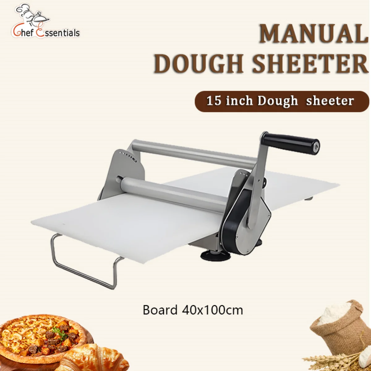 

Professional Manual Dough Roller Machine 100cm board manual Thickness Adjustable - Commercial Pastry Sheeter