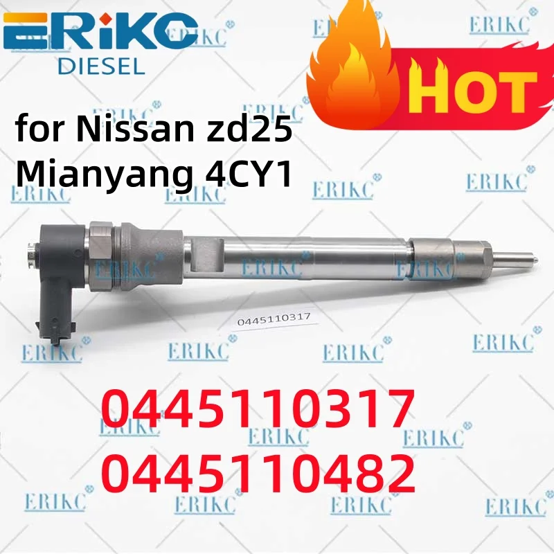 

New 0445110317 0445110482 Common Rail Injector 0 445 110 317 0 445 110 482 for Nissan zd25 Mianyang 4CY1 Engine ERIKC