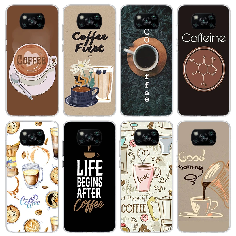 Coffee Wine Cup Phone Case for Xiaomi Poco X6 X5 X4 X3 Nfc F6 F5 Pro F4 Gt F3 F2 F1 M5S M4 M3 5G Soft Cover Print Fundas