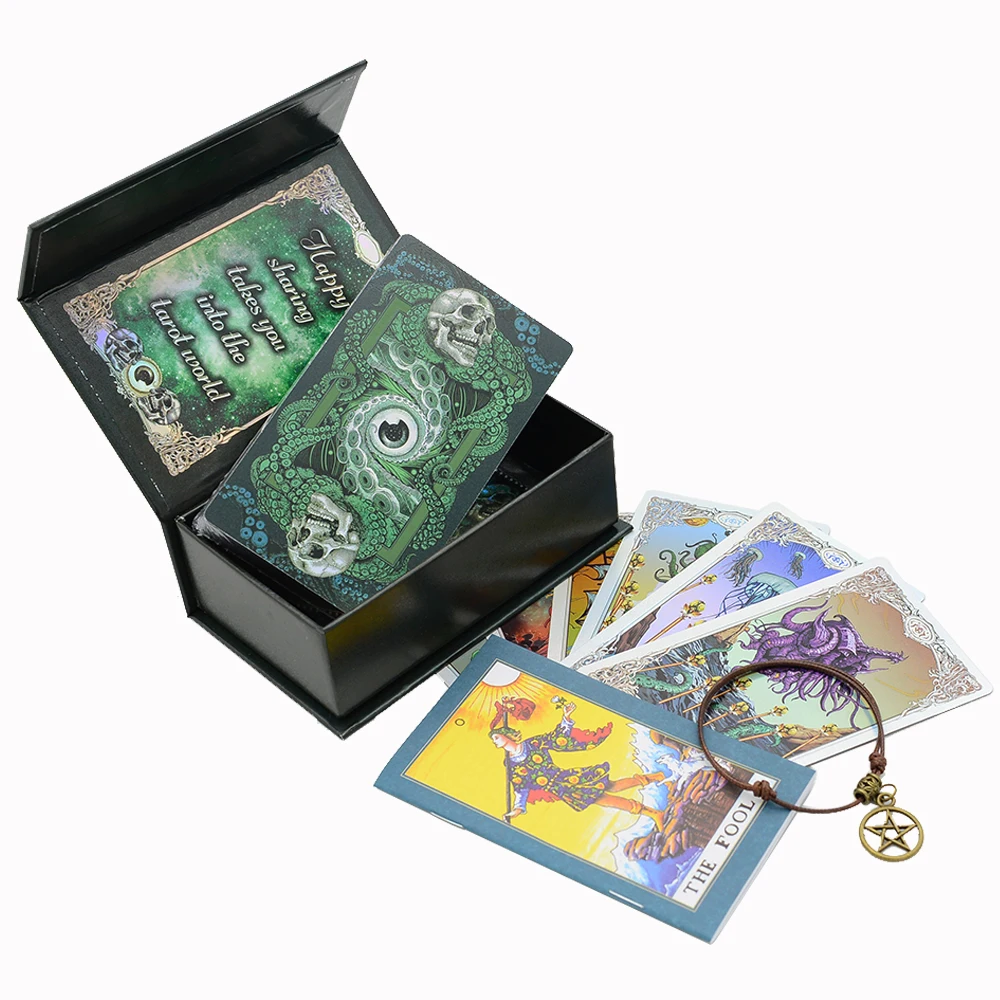 New High-quality Laser Tarot PVC Desktop Game Divination Card Gift Box Set New Powder Box Gilding Waterproof Paper Manual