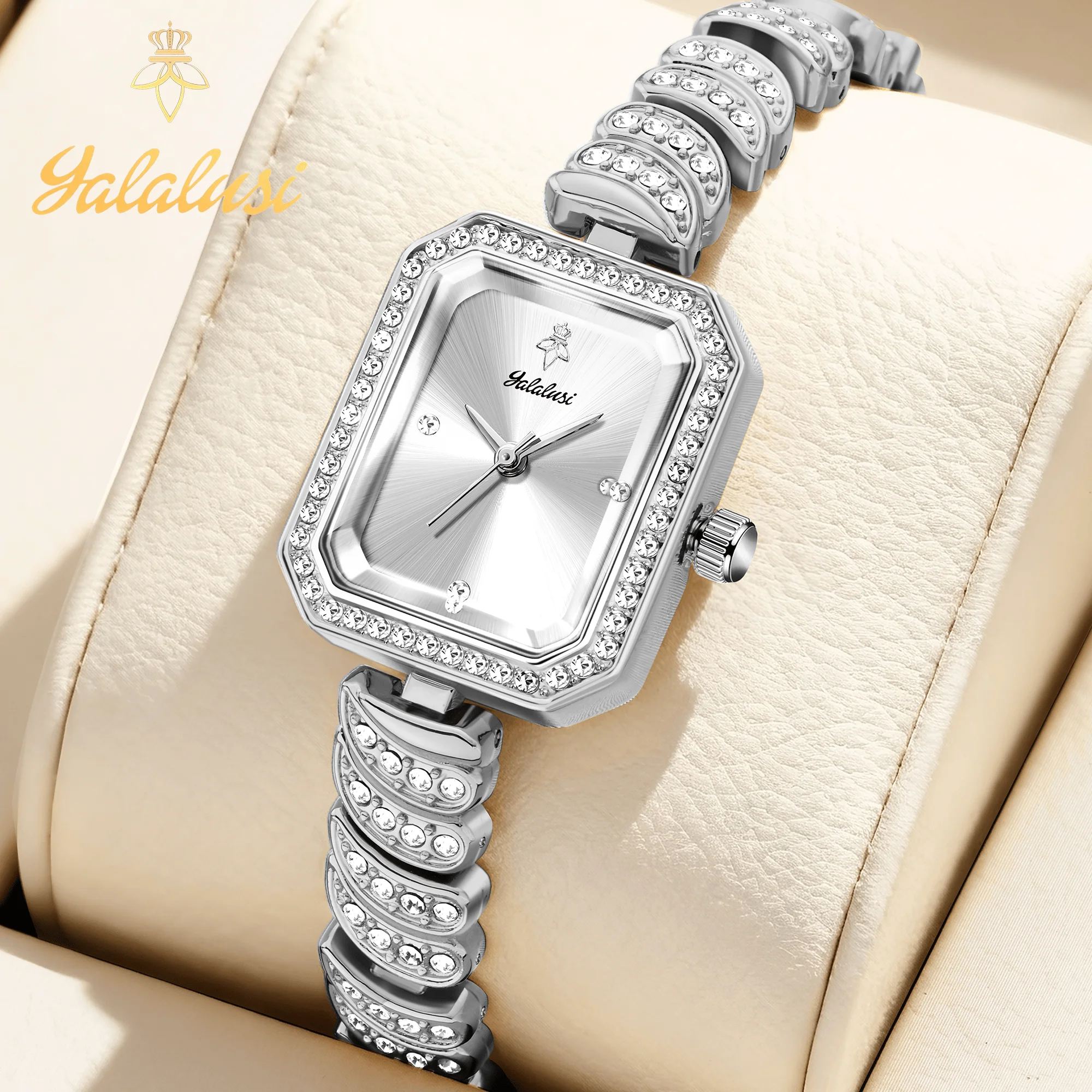 

YaLaLuSi модные женские кварцевые наручные часы со стразами, повседневный и уникальный дизайн, коробка для часов, женский подарок