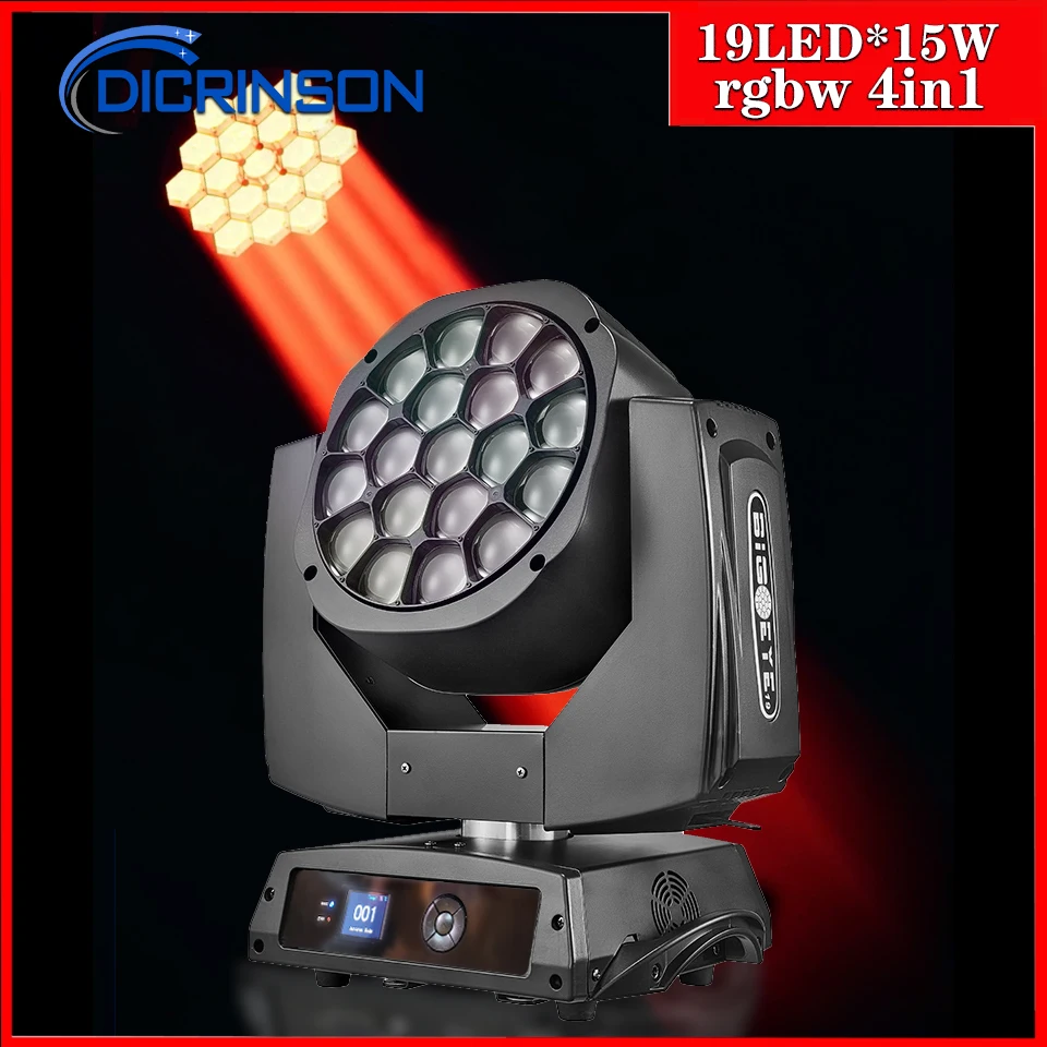 Professional dj equipment 19*15W 4IN1 RGBW led big bee eye K10 zoom moving head wash stage light Beam Dyeing