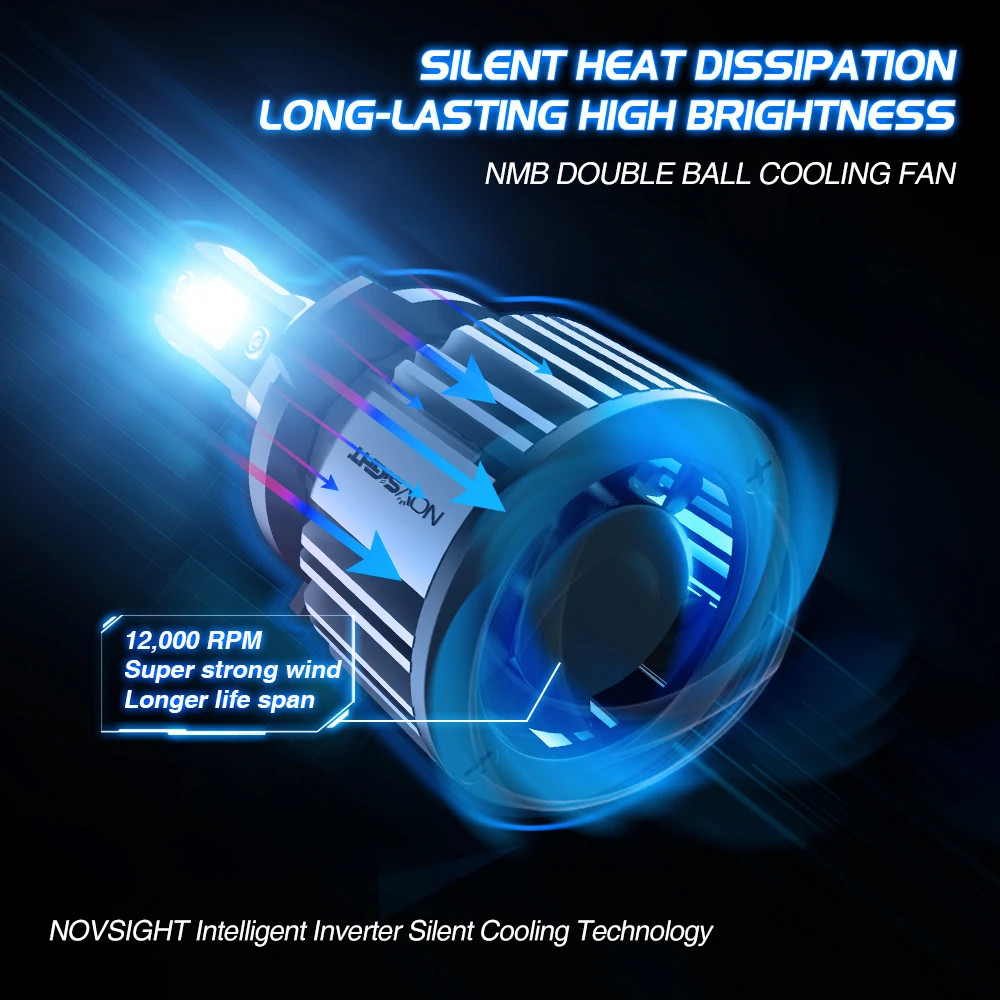 Novsight N39 H7 faro a LED per Auto H4 LED H1 H11 9005 HB3 9006 HB4 6000K 10000LM 72W 12V LED Auto faro fendinebbia lampadine