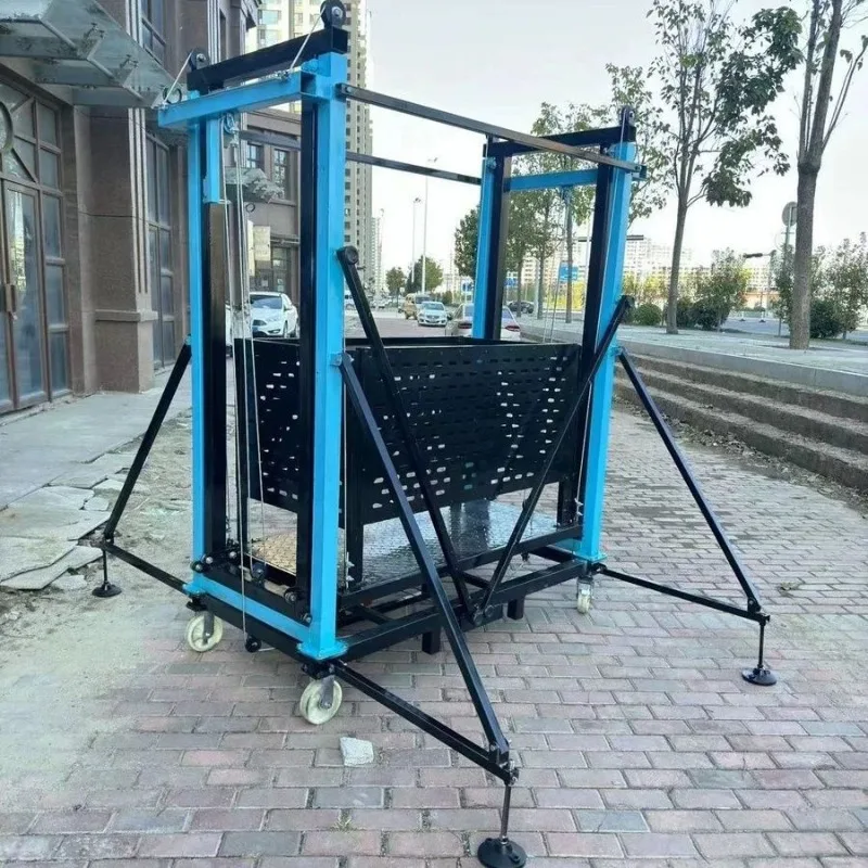 Opvouwbare heftafel met laag profiel, 500 kg laadvermogen, compact ontwerp, werkplaats, magazijnapparatuur met veiligheidsrail