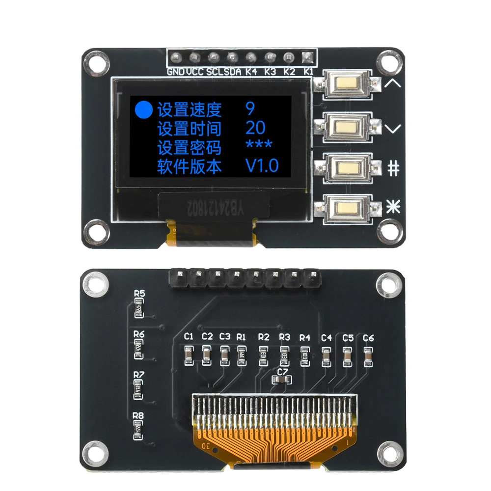 Tela OLED de 0,96 polegadas IIC Branco/Azul 12864 4 Botões Display SSD1306 SSD1315 Placa de Tela OLED I2C para Arduino