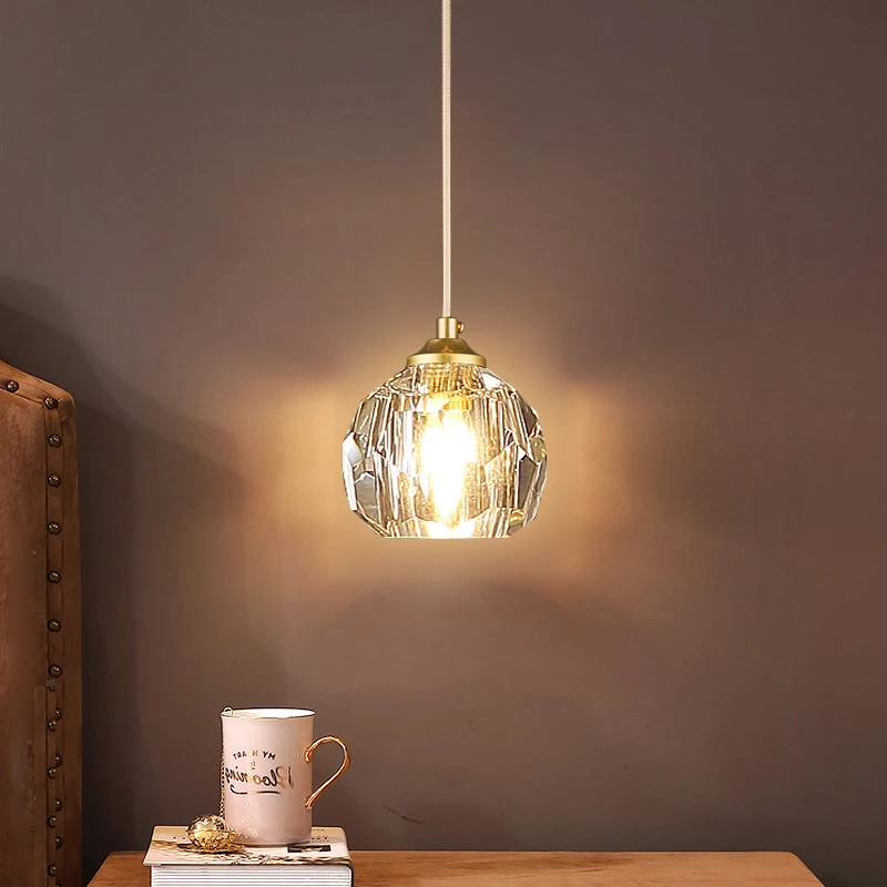 

Light luxury bedside chandelier, bedroom crystal lamp, modern simple and minimalist restaurant bar