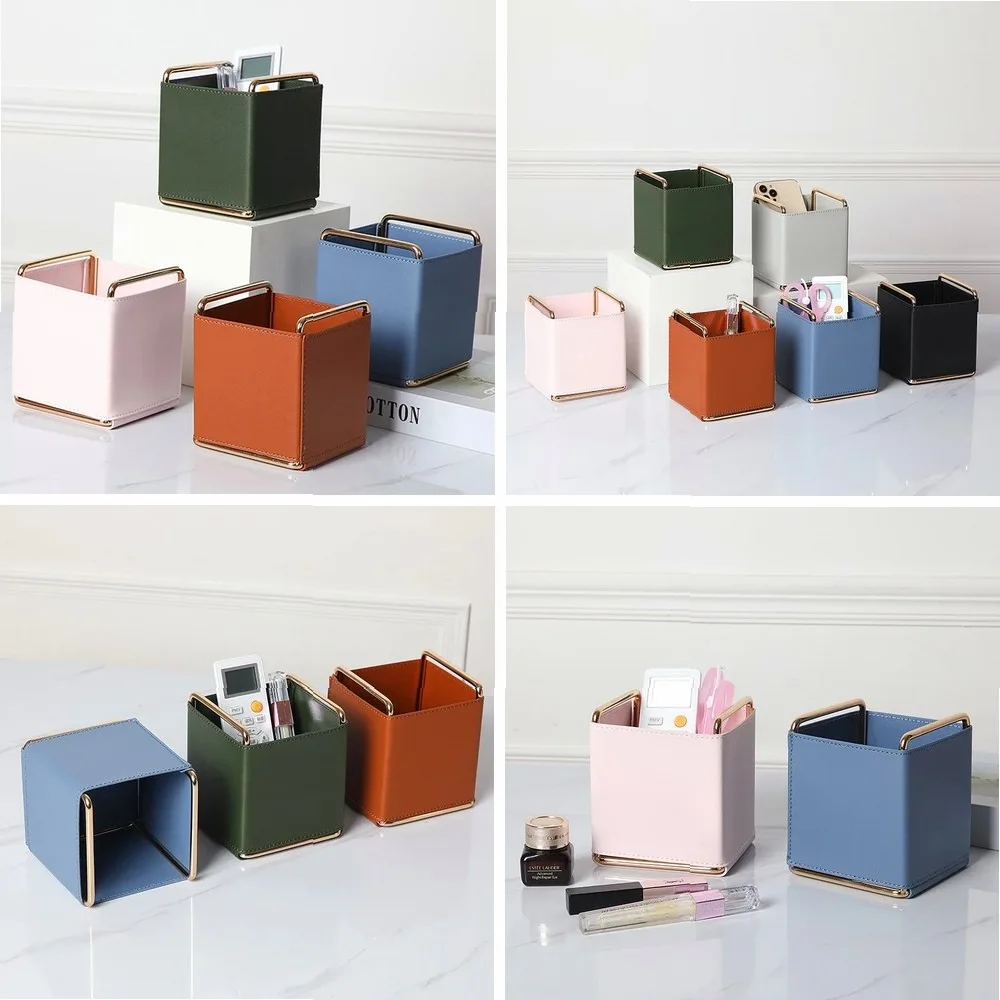 

Nordic PU Cosmetics Storage Box – Desktop Organizer for Remote Control, Key Sundries, Cosmetic Brush Holder & Home Decor