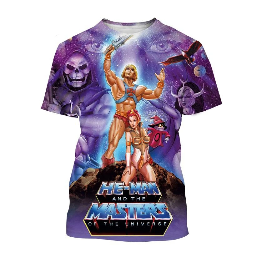 Anime Masters of the Universe 3D Printed T-shirt He-Man Fashion Men\'s Women Kids Casual Street Short-sleeved Top