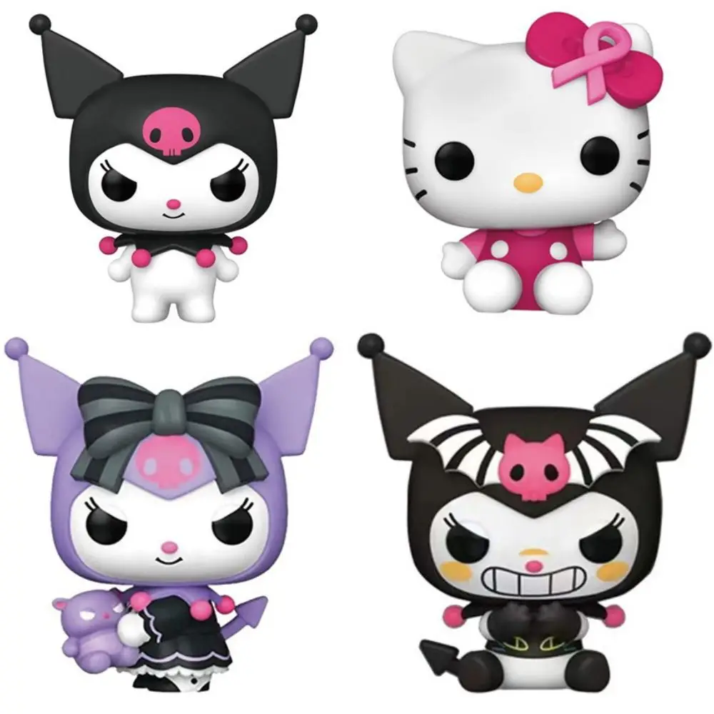 4pcs  Set Sanrio Action Pop Figure Anime Figures Kuromi My Melody Cinnamoroll Hello Kitty Model Dolls Kids Toys Birthday gifts