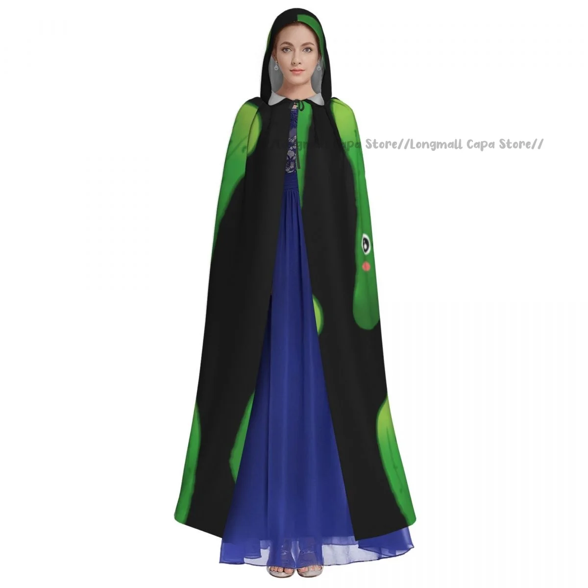 Witch Cloak Cute Cucumber Print Halloween Cosplay Costume Unisex Adult Cloak Retro Ages Cape