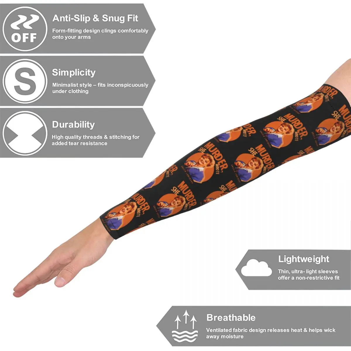 Murder She Wrote 팔토시 남녀공용 자외선 차단 타투 커버업 스포츠 쿨링 사이클링