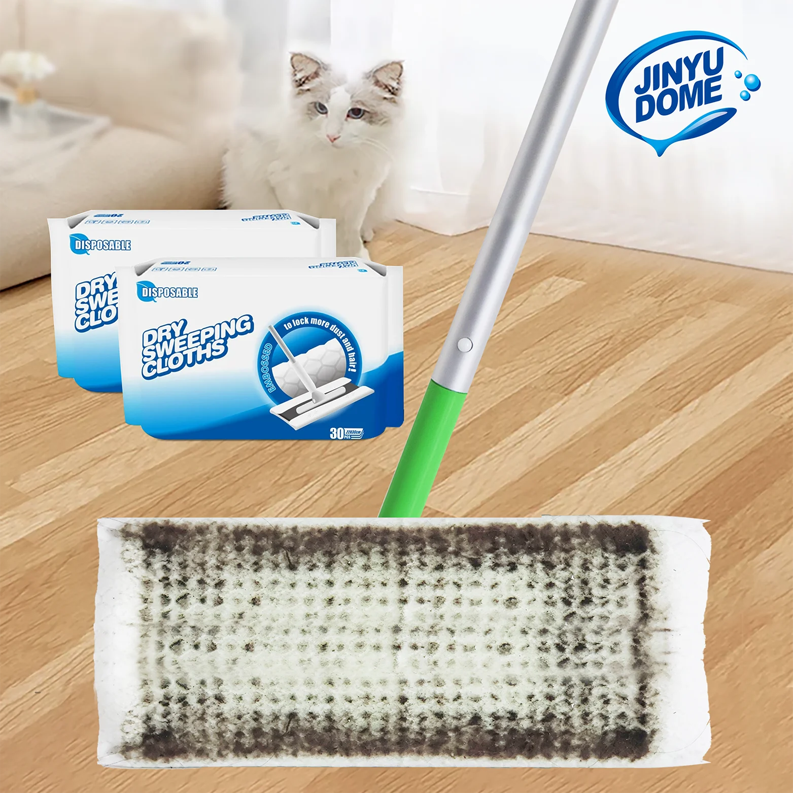 JINYUDOME 8.8x12inch Disposable Electrostatic Dust Mop Pads High-Efficiency Swiffer Wet/Dry Mop Floor Cleaning Cloth