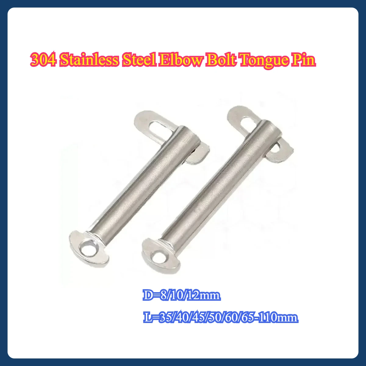 

304 Stainless Steel Elbow Bolt Tongue Pin/Marine B-Type Tongue Bolt M8M10M12M14
