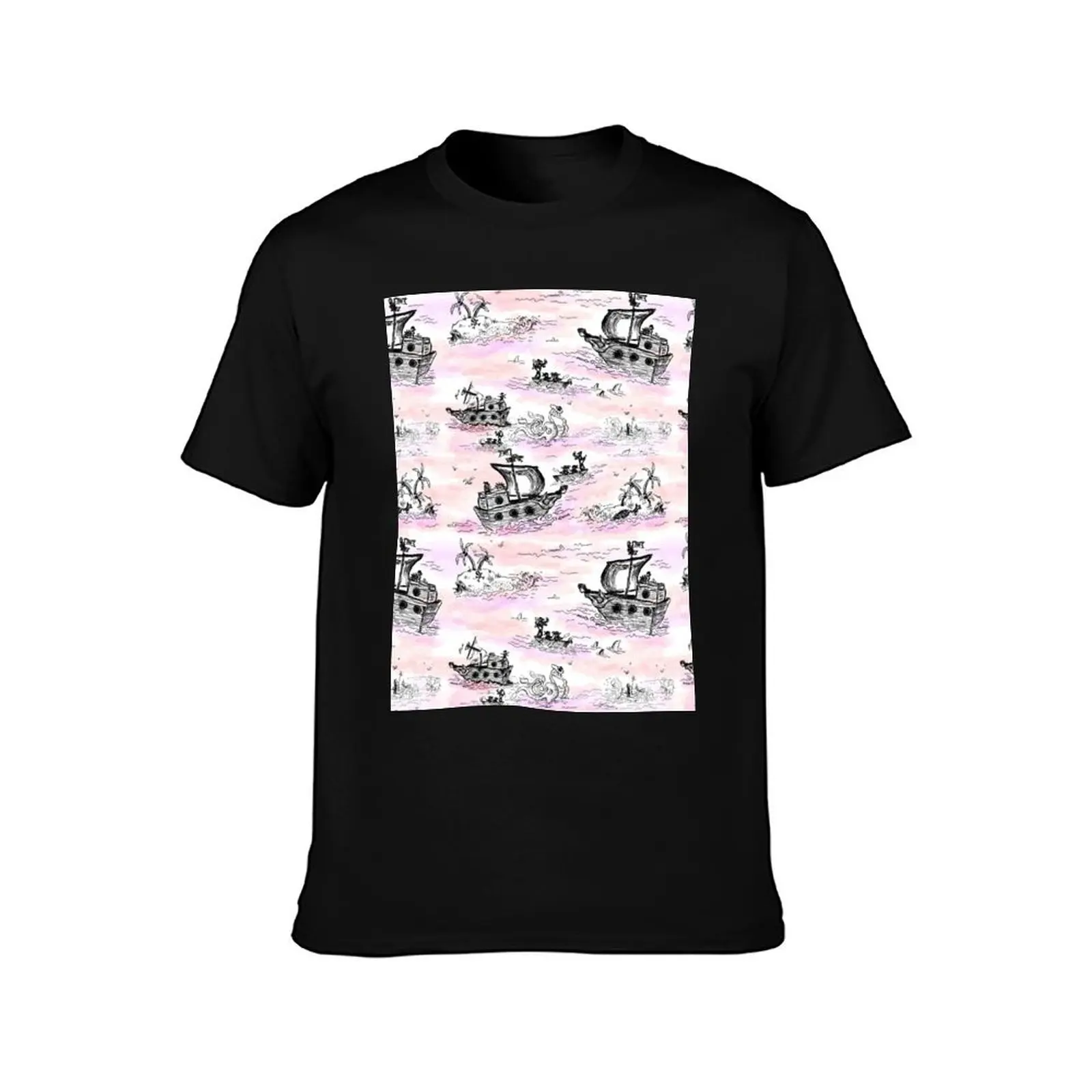 Pirates Toile Sunset T-Shirt Retro Graphic Print T-Shirt