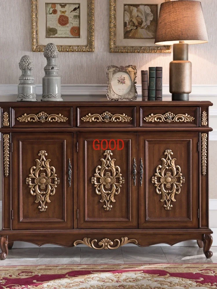 ~Shoe Cabinet Living Room Solid Wood Entrance Cabinet European Classical Locker Three-Door Two-Door Storage Cabinet