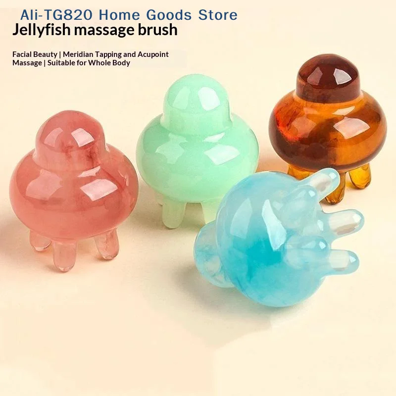 [TG820]Resin Jellyfis Massage Comb Head Meridian Scraping Scalp Massage Brush Acupuncture SPA GuaSha Massage Comb Fatigue Relief