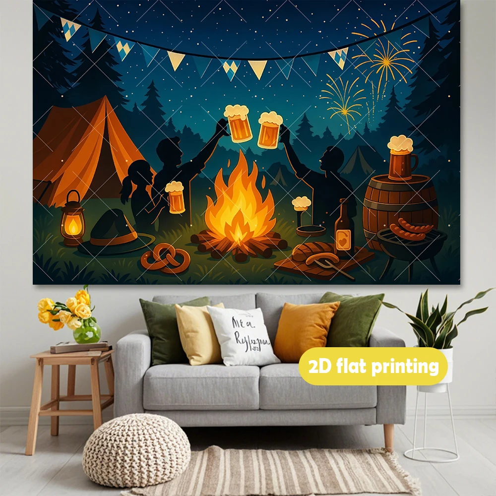 لافتة مهرجان أكتوبر مع الملابس التقليدية وأكواب البيرة وشارع القرية. التصوير الفوتوغرافي وديكور الحائط. #6