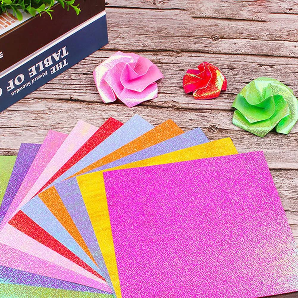 

100 pcs Flash Paper Origami Material Double Sided Glitter Pearly Square Sheets 10Cm 20Cm For Adults Diy Craft Art Projects
