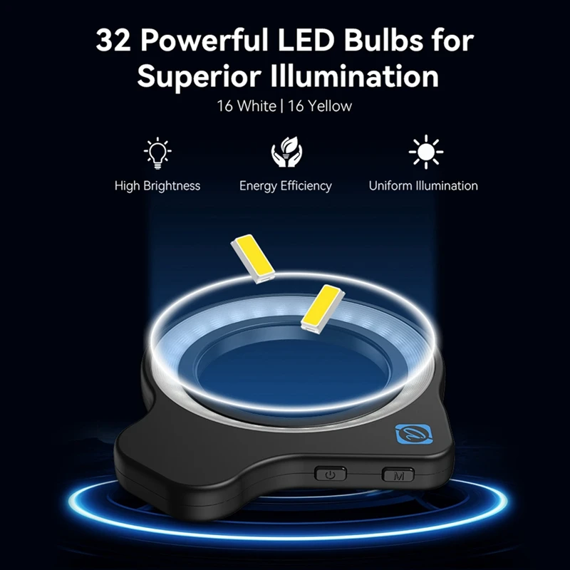 Кольцевой светильник с макрообъективом, 3 цвета, 5 уровней, 2700–6500 К, 32 светодиодные лампы, бусины, 45 световых эффектов для фильтра 37 мм/52 мм