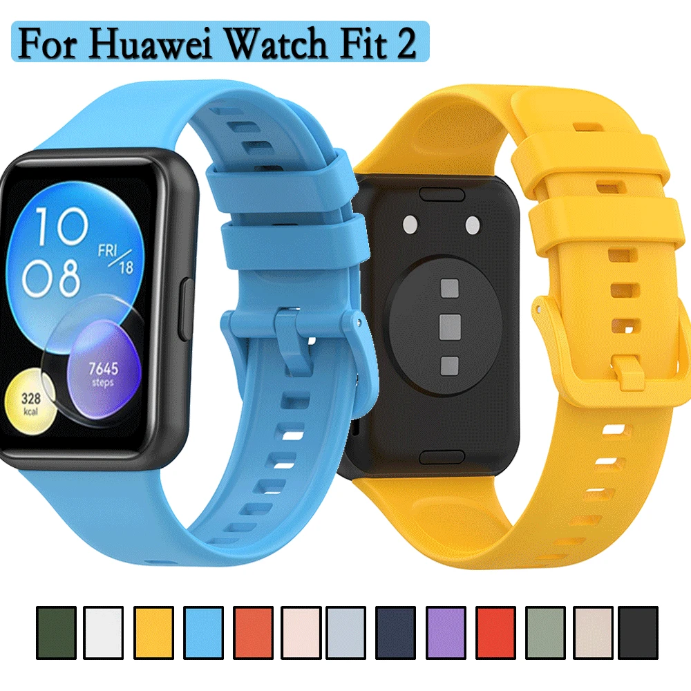 

Ремешок для Huawei Watch Fit 2, силиконовый браслет для наручных часов, с регулируемой пряжкой того же цвета, аксессуары для часов