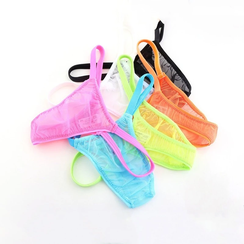 Elastic Sheer Shiny Men Thong for Men T‑Panties, Transparent Low‑waist Sexy Male Underwear Support Retail Wholesale