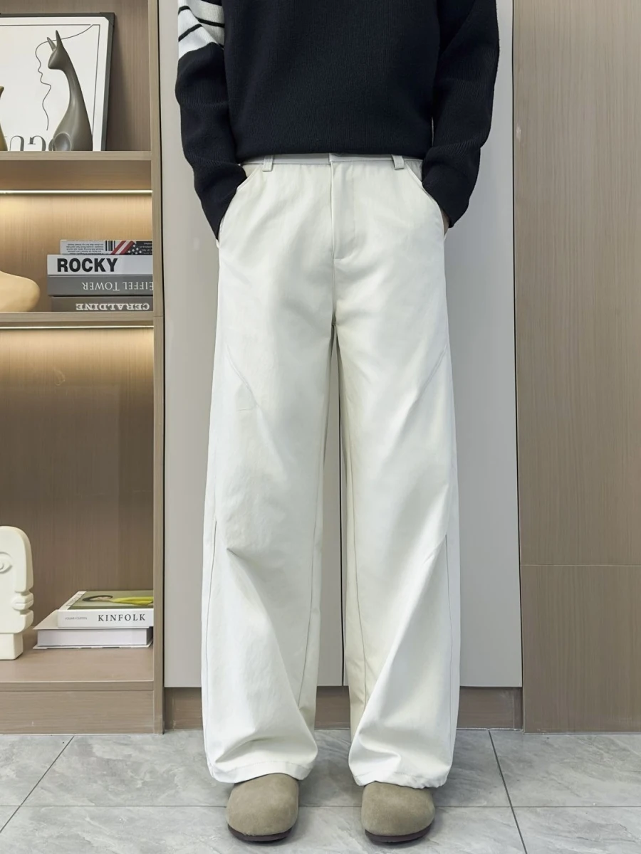 

American Sle Loose Casual Pants Men's Korean Version Trendy Knife Pants Spring Dra Wide Leg Floor Length Trousers