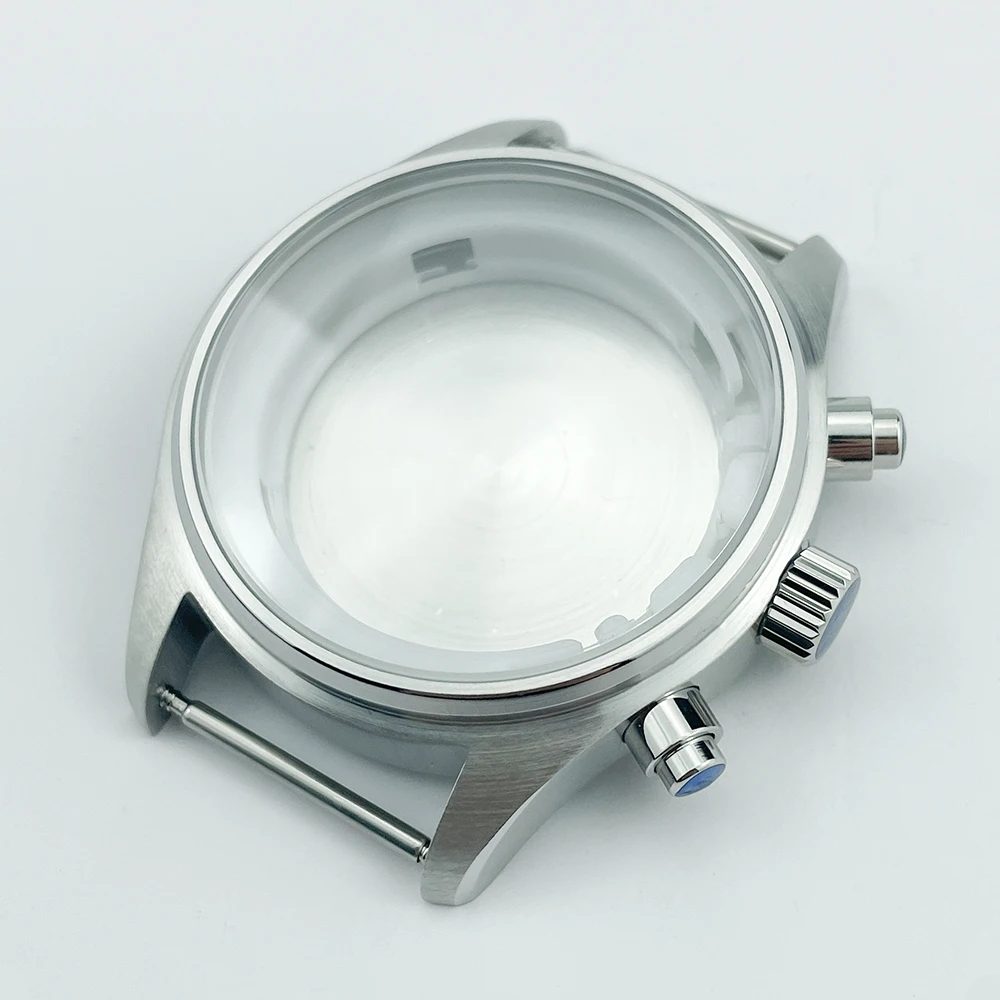 43mm Pilot Watch Case Chronograph Solid Stainless Sapphire Crystal 5ATM Compatible with 37.7mm Dial Miyota 0S00