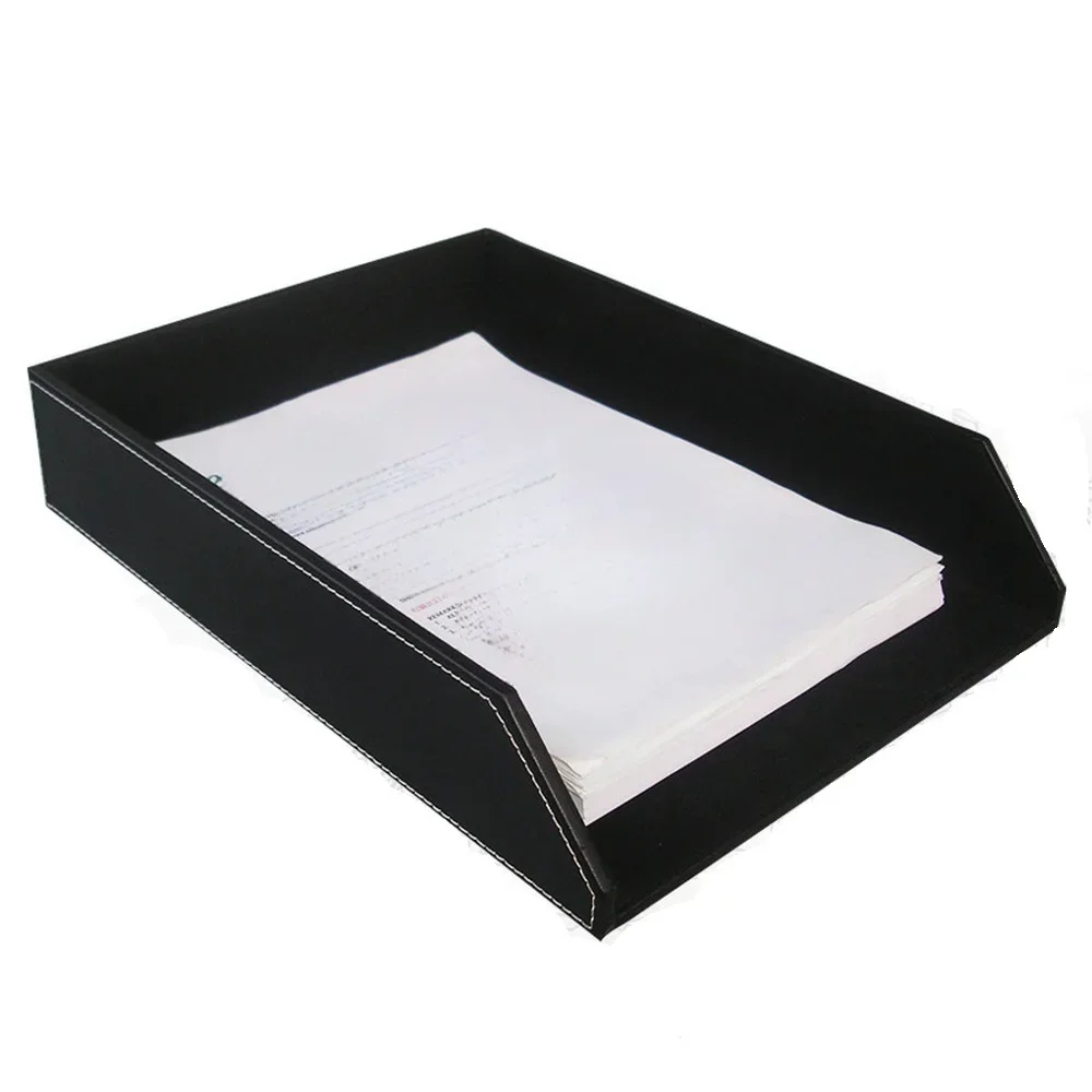 Simplicity Business Office Desktop Leather A4 File Tray Creative Stackable Single Layer Storage Tray Sundry Trays